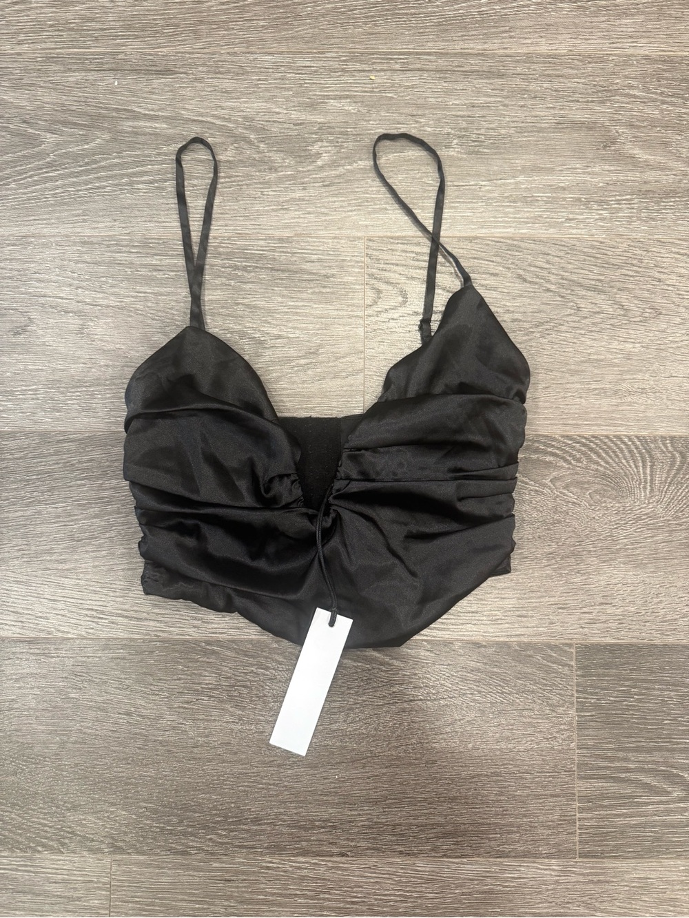 Fashion Nova Black Ruched Cami Crop Top